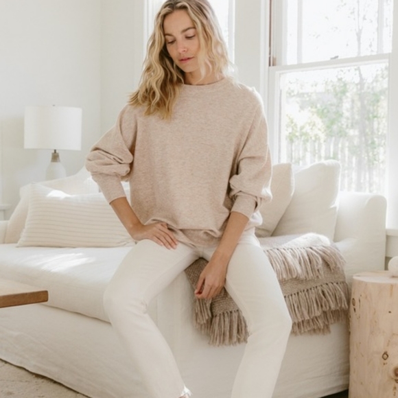 🎉HP🎉 Jenni Kayne Marina Pullover Sweater XS Oatmeal Tan Oversized EUC - Picture 8 of 13